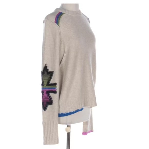 NWT Zadig & Voltaire Halton Intarsia-Knit cashmere jumper - Neutrals Sz L - Picture 2 of 8